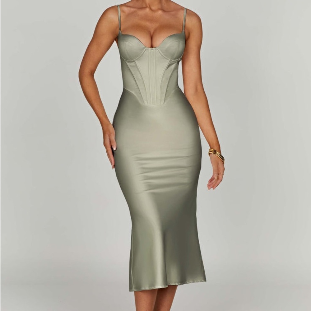 Babyboo | Light green sage farrah corset midi dress size small